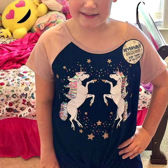 NWOT Knit Works Tshirt Unicorn Sequin NAVY 3XL PLUS *Runs Small = 18 Plus - Picture 2 of 5